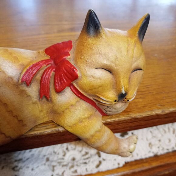 Vintage John Wright Cast Metal Cat Shelf Sitter Sleeping 1992 USA kitten - Picture 3 of 7
